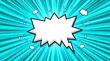 © sarjana - Bright comic style  speech bubble explosion effect with stars and clouds on teal background