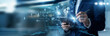 © CyberFrame - Enterprise architect working on tablet architecting custom Solutions for corporate infrastructure, aligning technical strategies, optimizing legacy data pipelines, and presenting proposals.