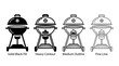© ABU - BBQ grill icons in four varying line weight styles.