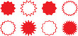 © Ajimicon - Set of red starburst, sunburst badges sticker.