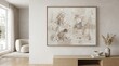 © Dewi - Minimalist modern living room interior with abstract painting on a white wall
