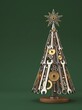 ©  Tsvyk L. - A creative Christmas tree made of shiny metallic tools, wrenches, hammers, and golden gears decorated with warm fairy lights