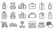 © sabbir - Travel luggage and baggage icons, minimalist black line vector illustration for tourism and airport branding projects