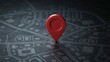 © Bakar Gallery - A red pin marker standing on a dark city map with dramatic lighting. This GPS navigation concept is ideal for travel and logistics projects.