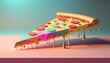 © Miguel - abstract geometric pizza slice rendered in soft pastel gradients floating on a diffused light plane artful pizza low angle