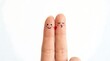 © Fazley - Two fingers with happy faces in love kissing