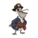 Cartoon rat in pirate costume holding a telescope