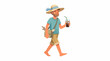 © Ednardo - Summer Vacation Vibes: A man in a straw hat and casual attire enjoys a refreshing cold drink while walking during his summer vacation, radiating a relaxed and carefree holiday spirit.
