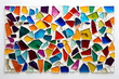 © eidel - Colorful stained glass mosaic shards collage creative abstract art background with broken vibrant transparent pieces