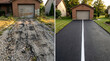 © ANMZAKARIA - Driveway asphalt repair before and after | Residential paving and sealcoating service | Professional home exterior renovation project | Pothole repair and new asphalt installation