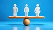 © Alamin - Three stylized human figures stand on balanced wooden board representing social equality.