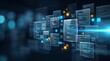 © CuteBee - Software development coding interface with floating digital code blocks and api integration symbols for modern web application backend architecture and cloud computing infrastructure visualization