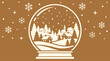 © MstFatema - A festive christmas background vector illustration featuring a beautiful snow globe with a winter village scene and falling snowflakes