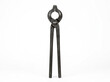 © Mo - Forged steel blacksmith wolf jaw tongs with extended handles isolated on clean solid white studio background.