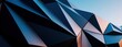 © miss irine - Abstract modern architecture with geometric pattern in blue, black hues. Sharp triangular shapes create futuristic building facade at twilight. Dark metal structure with smooth surfaces provides