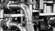 © Aleksandr Matveev - Industrial PVC extrusion machine for production of plastic products and plastic granules by thermal extrusion method. tech industrial technology background