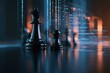 © Daria - Strategic decision-making concept with black chess pieces and digital binary code reflecting technology and innovation in planning and analysis