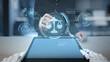 © InfiniteFlow - showcases a person interacting with a tablet displaying an artificial intelligence interface featuring legal scales, symbolizing modern technology role in the legal field. Salient