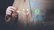 © Images for you - Customer experience manager measures global customer satisfaction service quality, positive feedback, customer success, loyalty management, global engagement, client retention, experience improvement.