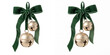 © Graphen - Gold jingle bells hanging from a green velvet bow ornament shown as PNG isolated with transparent background for festive holiday design projects