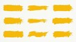 © twilight mist - Set of Yellow Grunge Brush Strokes and Paint Splatters Isolated on White Background for Graphic Design Elements