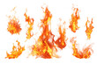 © mahatabuddin - Dynamic flames in various forms isolated on transparent background. Vibrant orange and yellow fire flames bursting dynamically isolated on white background.