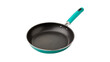 © Arthur - Metallic round frying pan with teal handle on transparent background