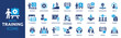 © Icons-Studio - Training icon set. Containing education, learning, development, coaching, teaching, mentoring and professional development, solid vector collection.