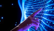 © Mclittle - 3D hand interacting with blue neural network for AI computing and digital transformation