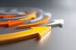 © Alena - Concept image of  arrow facing opposite direction from other arrows in group. Individuality and ambition metaphor