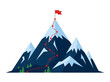 © Bibekananda - Mountain peak with path and red flag isolated on transparent background