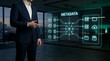 © Nazmul - A focused professional interacts with complex digital data and futuristic interface technology in a modern office