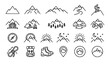 © Firoz - Mountain travel and outdoor adventure line symbol collection editable outline vector set