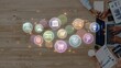 © InfiniteFlow - A vibrant digital workspace showing colorful icons related to finance, communication, and shopping, symbolizing collaboration and innovation in modern business environments. Raster