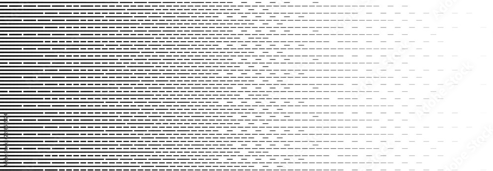 Geometric Comic Background Disappearing linear halftone pattern. Fading horizontal line pixel ...