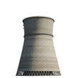 © SKAU - Large gray cooling tower of nuclear power plant isolated against plain white background