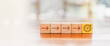 © ภัทรชัย รัตนชัยวงค์ - Wooden blocks form a step by step path toward a target, symbolizing business strategy, planning, progress, goal setting, focus, achievement, success, growth, direction, and strategic execution.