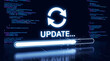 © MstJosna - Software system update process with loading bar and computer code background