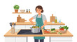 © Arief - Smiling woman cooking healthy meal in modern kitchen setting