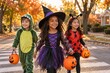 © wpw - costumed friends crossing residential street