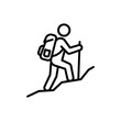 © Mohammad - Hiker climbing mountain slope line icon vector, representing outdoor adventure, trekking activity