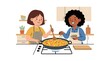 © mbuh - Two diverse women cooking together in a modern kitchen illustration