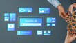 © InfiniteFlow - Hands Collaborating to Adjust Gears with Digital AI Interface Displaying Icons and Elements Representing Technology, Innovation, and Modern Solutions Gluon.
