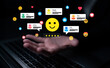 © InfiniteFlow - Visual representation of online feedback featuring a smiley face and various social media reactions, symbolizing user engagement and satisfaction in the digital landscape. Ledger