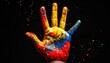 © Abdul - Hand Painted in Colorful Acrylic Paint on Black Background with Splatters