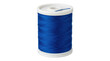 © Coosh448 - Blue sewing thread spool tightly wound with smooth cotton thread, cylindrical core and clean layered fibers, practical textile craft supply with rich saturated color. Photorealistic studio