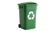 © darietta - Green plastic rolling waste bin with white recycling symbol