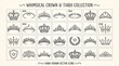 © Syed - Collection of elegant crown and tiara icons featuring royal crowns, jeweled designs, ornate details, decorative patterns, and symmetrical linework arranged neatly in vintage style.