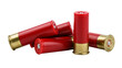 © Nina - Pile of red shotgun shells with brass bases, isolated on transparent background