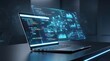 © Yunman - Laptop displaying Python code and neural network graph, artificial intelligence programming interface, machine learning development environment, deep learning algorithm